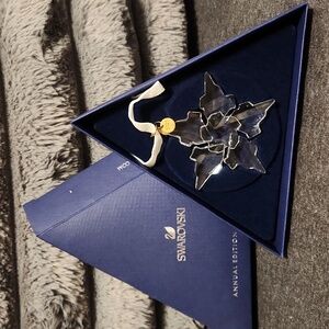 Swarovski Silver Star Ornament with White Ribbon 40  Small Size